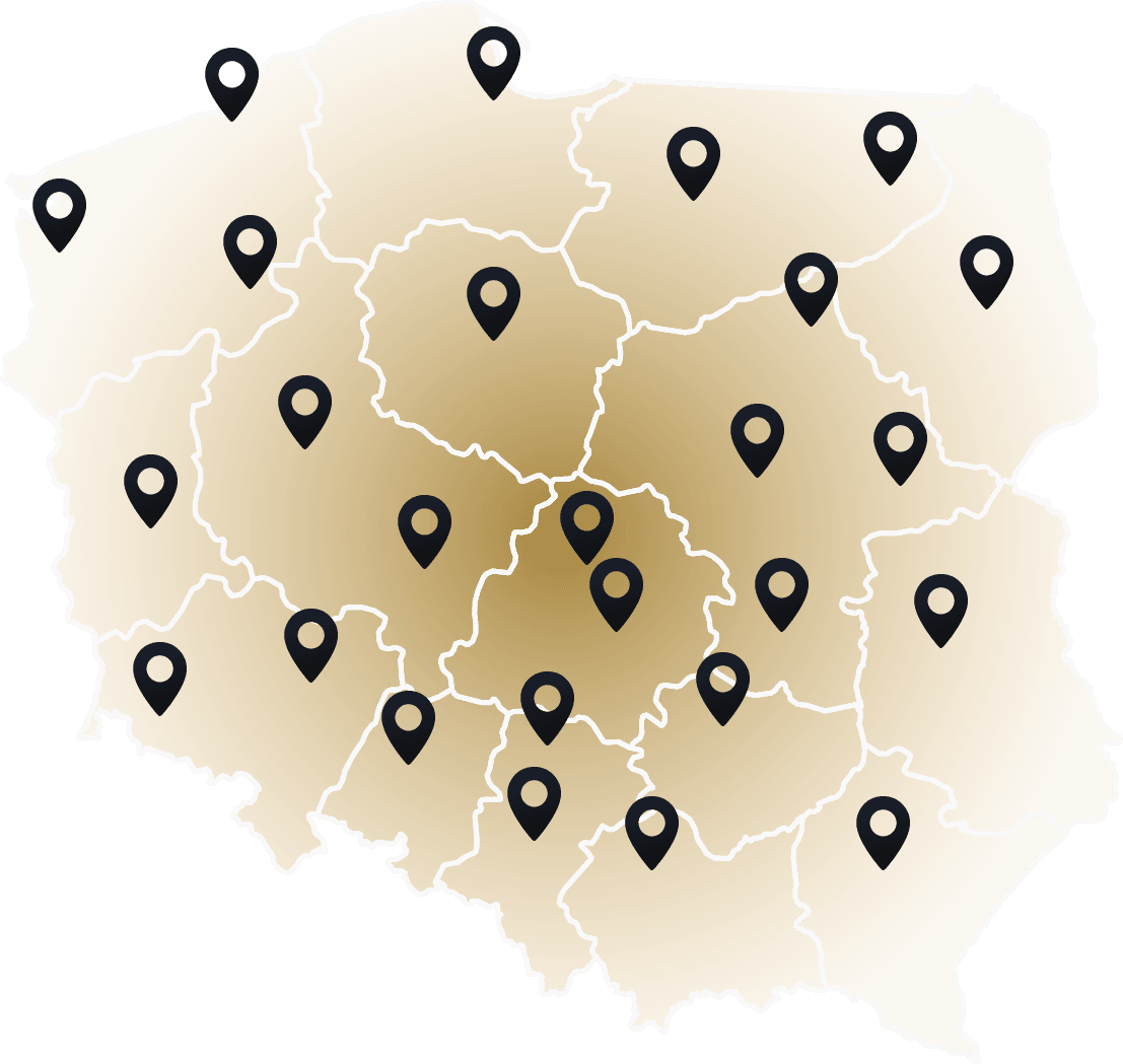 Mapa zasięgu ZastępczakTir — dostawa pojazdów zastępczych do Radomia i całej Polski